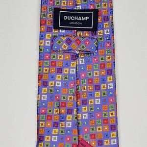 DUCHAMP London Vibrant Geometric Silk Tie